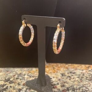 Tricolor Medium Hoop Earrings